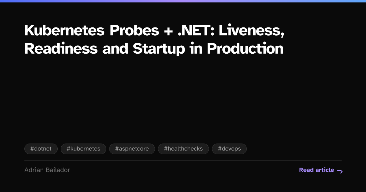 Kubernetes Probes + .NET: Liveness, Readiness and Startup in Production ...